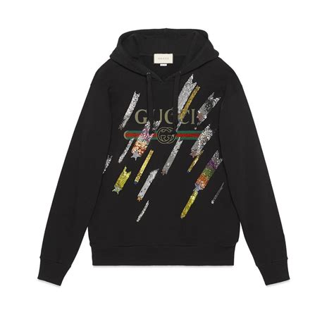 sweatshirt with gucci logo and shooting stars|gucci cropped sweatshirt.